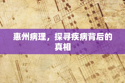 惠州病理，探寻疾病背后的真相