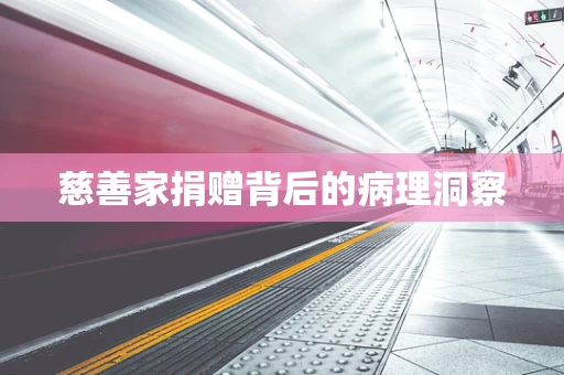 慈善家捐赠背后的病理洞察