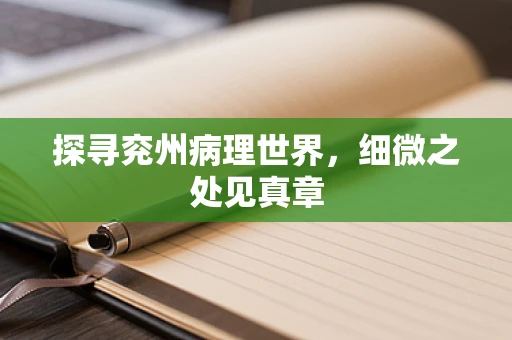 探寻兖州病理世界，细微之处见真章